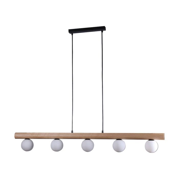 Lexi Lighting Evie Pendant Light 5-Light Matt Black Metal Wood 120cm