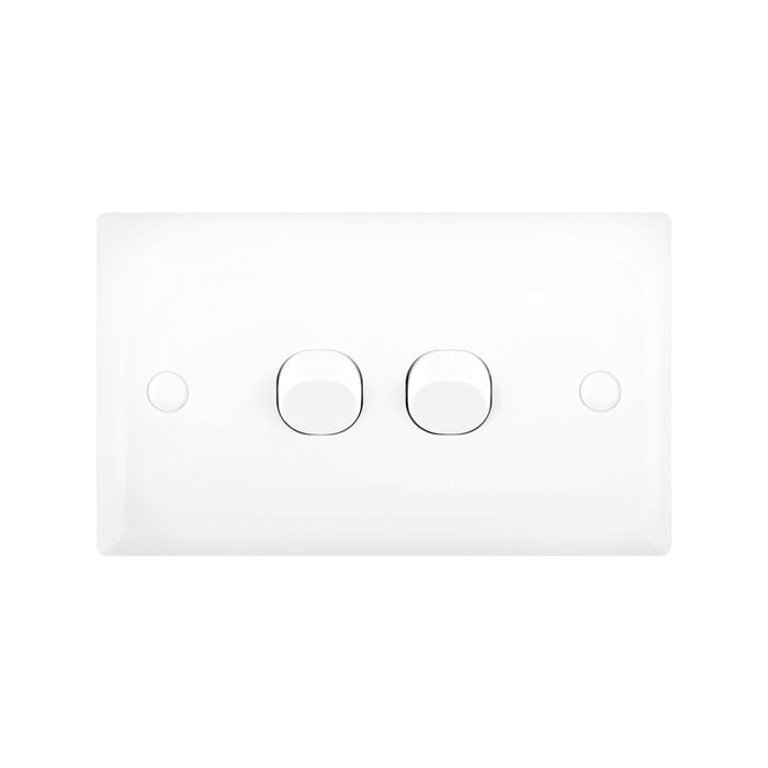 DETA White Solid Plate Double Switch