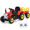 Costway Kids Remote Ride On Tractor 12V with Trailer Red