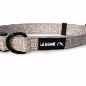 La Doggie Vita Dog Central Taupe Collar  Medium