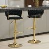 Homfurn Set of 2 Velvet Adjustable Swivel Barstools with Gloden Base