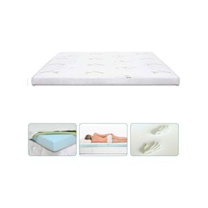 Memory Foam Mattress Topper with Bamboo Cover - Queen