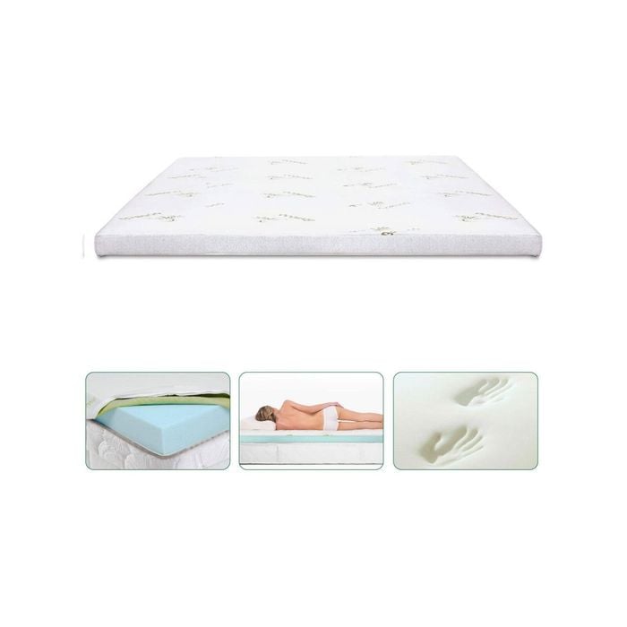 Memory Foam Mattress Topper with Bamboo Cover - Queen