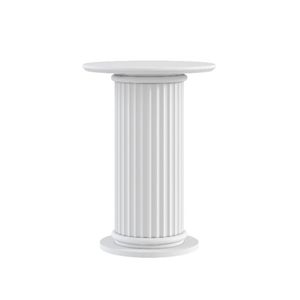 Cosmoliving White Roman Column Pedestal Table - Ribbed Fluted Side Table