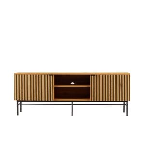 HomeStar Carlos Lowline Entertainment Unit TV Stand 150cm Metal Legs W/ Drawer Oak/Black