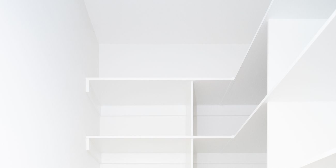 White pantry with 8 white shelves