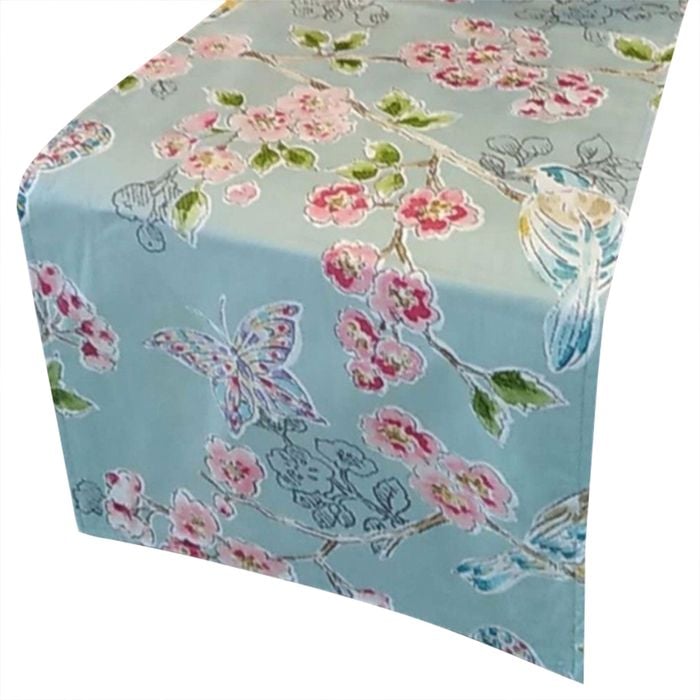 CottonMore 100% Cotton Sateen Dining Table Runner 190x31cm Turquoise