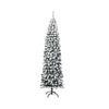 Costway 227cm PVC Pencil Christmas Tree Snow Flocked Hinged Pine Tree Home Decoration