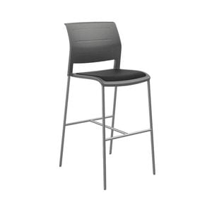 Olg Game Bar Stool Chrome Legs Charcoal Shell Black Upholstered Seat Only