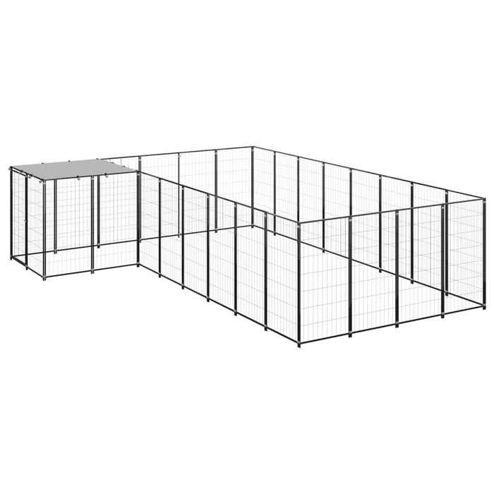 vidaXL Dog Kennel Black 10.89 m² Steel Outdoor Puppy Enclosure Dog Cage House
