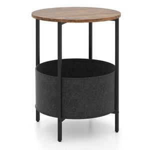 Costway 2-tier Round Sofa Side End Table Metal Frame Nightstand Black