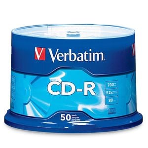 50PK Verbatim CD-R 700MB 52x Speed Blank Discs Data Storage w/ Spindle Case
