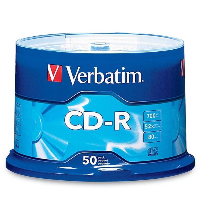 50PK Verbatim CD-R 700MB 52x Speed Blank Discs Data Storage w/ Spindle Case
