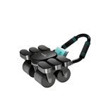 NNETM 1pc 4-Wheel Abdominal Roller with Automatic Rebound and Elbow Support Pads - Black