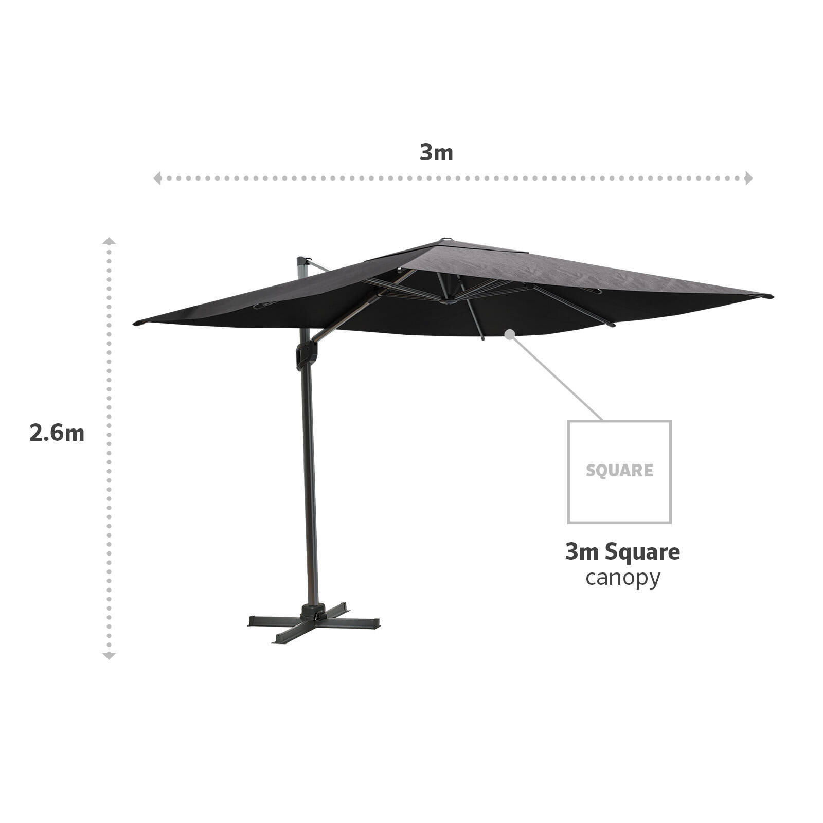 Coolaroo 3m Charcoal Square Mindil Cantilever Umbrella Bunnings Australia