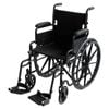 Orthonica 24in Foldable Steel Wheelchair in Black Steel Frame Heavy-Duty Disability Aid