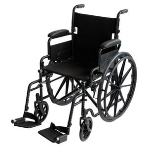 Orthonica 24in Foldable Steel Wheelchair in Black Steel Frame Heavy-Duty Disability Aid