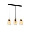 CLA Lighting CHAMPAN1 Interior Bronze Amber Glass Ellipse Pendant Light- 3 lits Straight
