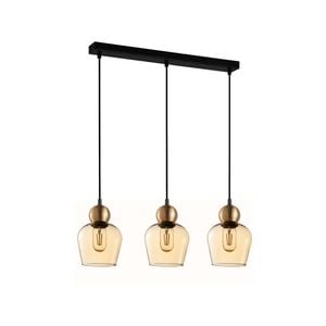 CLA Lighting CHAMPAN1 Interior Bronze Amber Glass Ellipse Pendant Light- 3 lits Straight