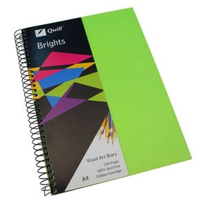 Quill Brights A4 Visual Art Diary 60-Leaf (Lime Green)
