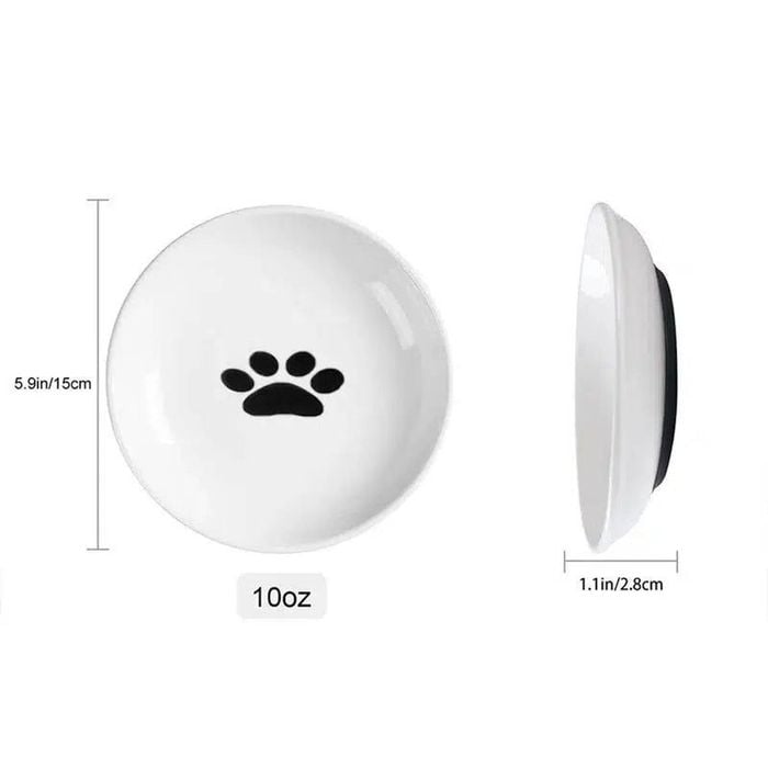 Cat Porcelain Treat Plate With Rubber Anti- Slip Backing - Paw
