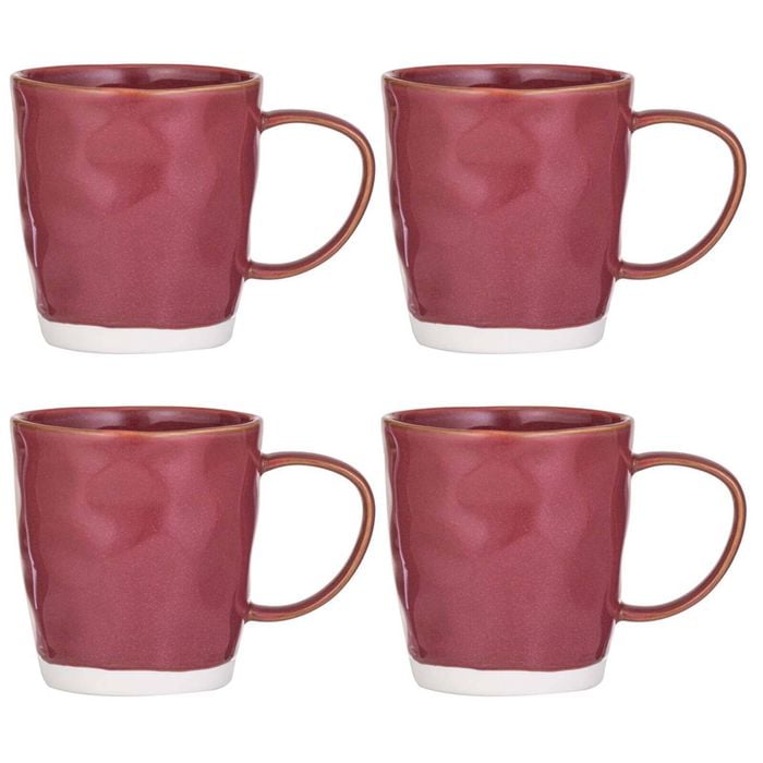 4pk Ladelle Halo Porcelain 12.5cm/350ml Mug - Burgundy
