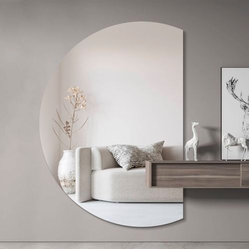 Best World 91cm x 130cm Right Half Moon Wall Mirror