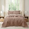 3pc Renee Taylor Archie Cross Stitch Velvet Coverlet Set Wood Queen/King
