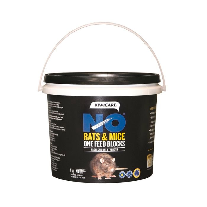 Kiwicare 1kg NO Rats & Mice One Feed Bait Blocks