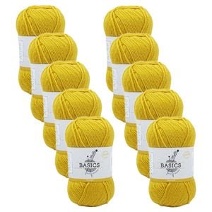 10pk Malli Super Blend Basic Crochet Knitting Yarn 8ply 100g 16x9cm Mustard