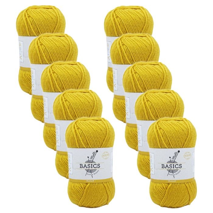 10pk Malli Super Blend Basic Crochet Knitting Yarn 8ply 100g 16x9cm Mustard