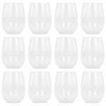 Argon Tableware Reusable Plastic Stemless Wine Glasses - 300ml - Pack of 12