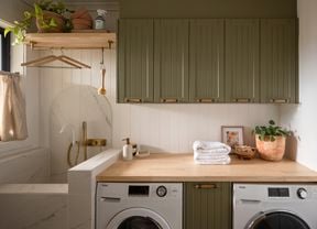 Laundry cabinetry with a pet bathing area