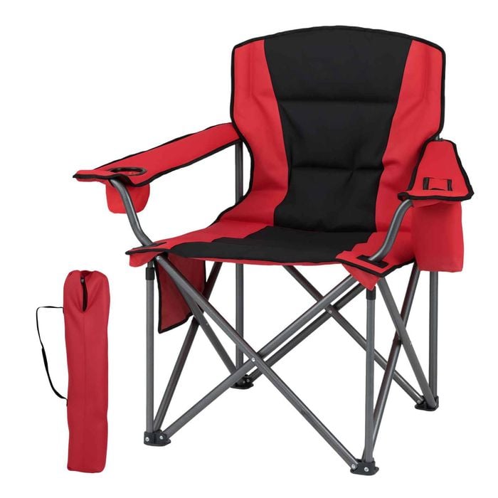 Costway Folding Camping Chair Outdoor Armchair Beach Fishing Red