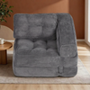 Ufurniture 3-in-1 Folding Floor Sofa Bed W/ L-shape Armrest & Backrest 90cm Corduroy Single Lounge Boneless Lazy Couch Grey