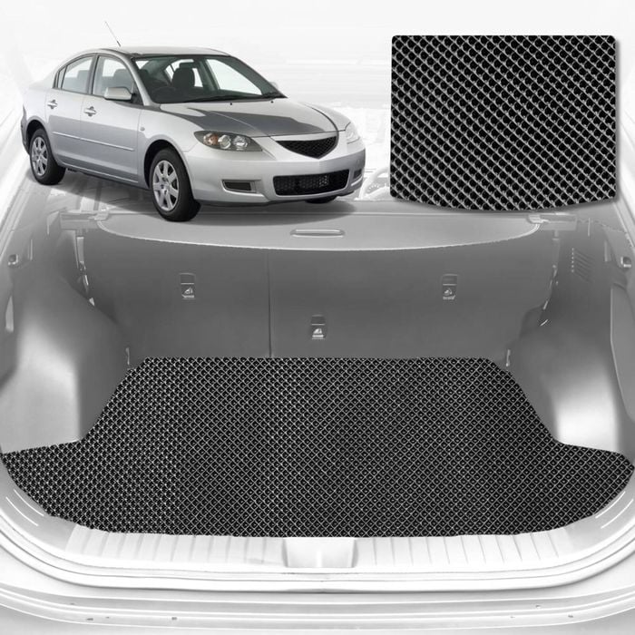 6D Diamond Car Boot Mat for Mazda 3 BK2004-2009-Hatch-Cargo Mat-Black-Outback GT