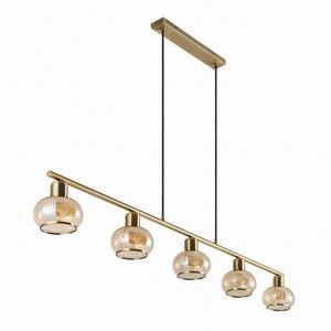 Telbix Marbell Contemporary Pendant Hanging Lamp Light Metal Glass Antique Brass Amber Gloss