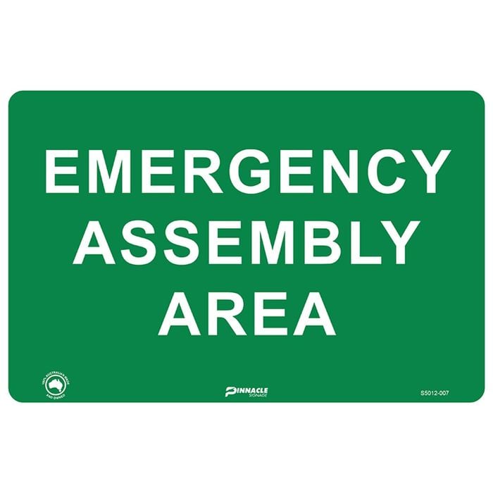 Pinnacle 300 x 200mm Poly Emergency Assembly Area Sign