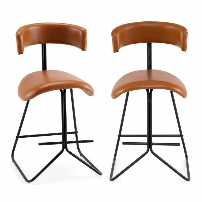 Costway Modern Bar Stool Set 2 Kitchen Counter Chair Footrest Metal