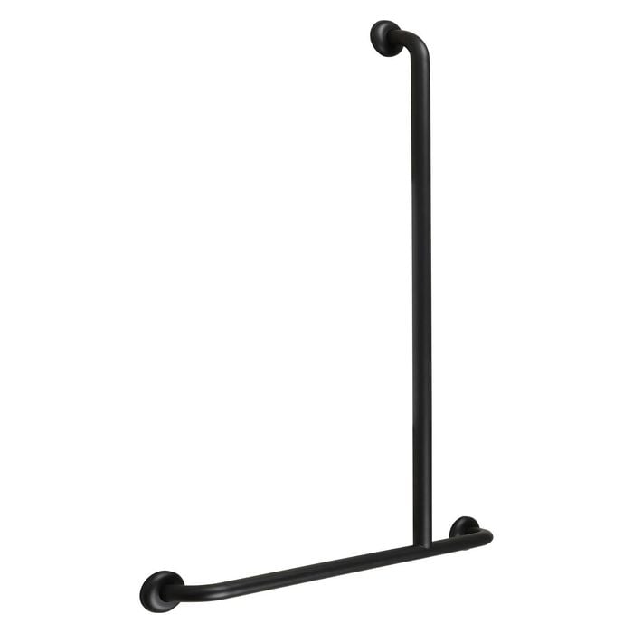 Metlam Australia 1100mm x 700mm Designer Black Offset Right Hand Shower Grab Rail