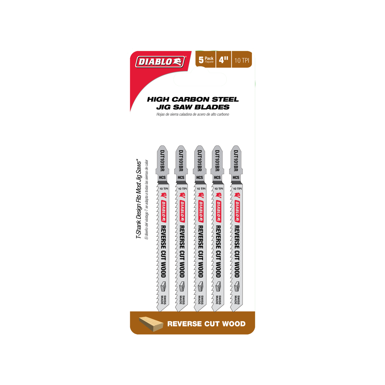 Diablo 100mm High Carbon Steel Jig Saw Blade for Reverse Cuts in Wood 2608F02237 5 Pack Bunnings Australia