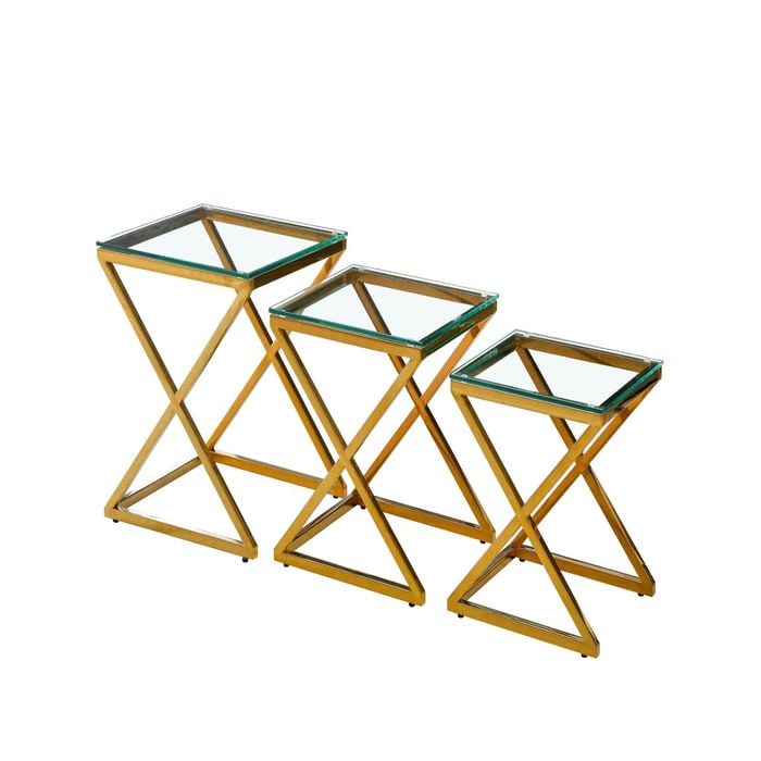 Elegant Collections Gold Bella Glass Side Table Set