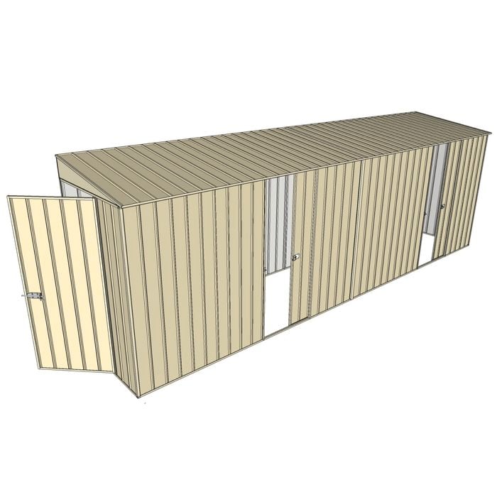 Build-A-Shed 1.2 x 6.0 x 2.0m Skillion Dual Single Sliding Side Doors Shed - Cream