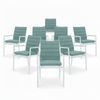 Astro 8pc Set Outdoor Dining Chair Aluminium Frame Textilene Seat White Green