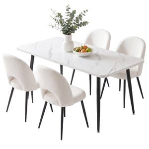 Artiss Dining Table And Chairs Set 5pcs  Kitchen Furniture Marble White