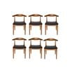 Sk Designer Living | Pack Of 6 | Replica Hans Wegner Elbow Chair Ch20 - Walnut & Black