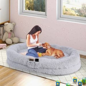 Costway Human Size Dog Calming Bed Extra Large Orthopedic Dog Nap Bed Grey