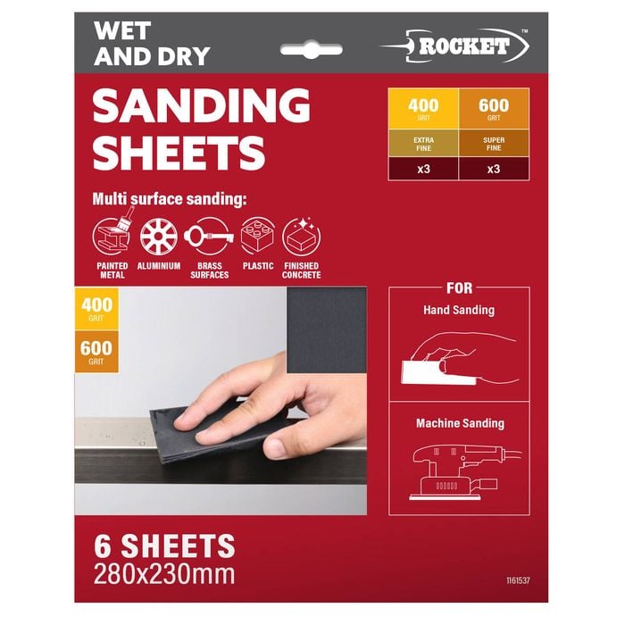 Rocket 400/600 Wet Dry Sanding Sheets - 6 Pack