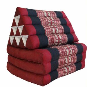 Large Thai Triangle Pillow - 3 Fold Floor Cushion | 100% Kapok Filled - Red Design