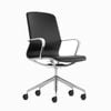 Desky Executive Meeting Chair - Black Leather & Polished Aluminium Frame